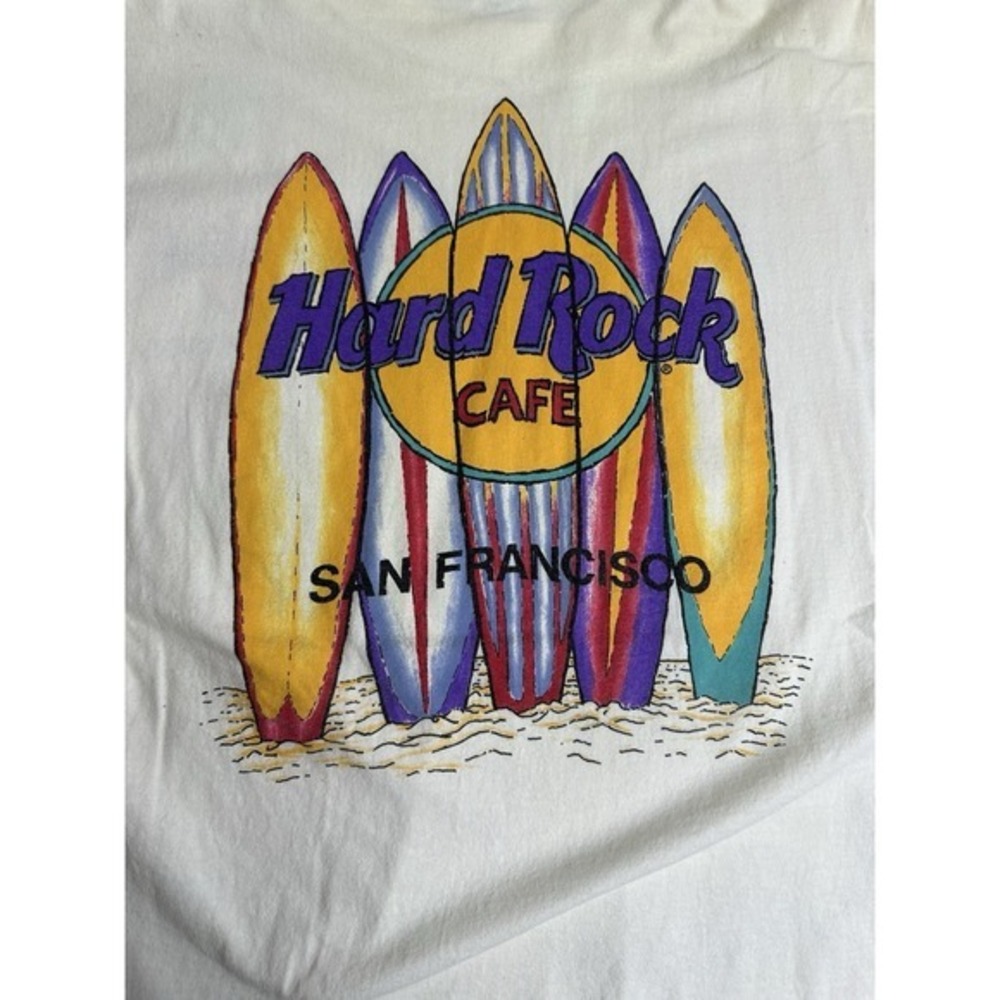Vintage HARD ROCK CAFE San Francisco CA Surf Board‎ Single Stitch T ShirSz L KC